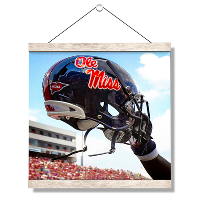 Ole Miss Rebels - Ole Miss Helmet Held High - College Wall Art #Hanging Canvas