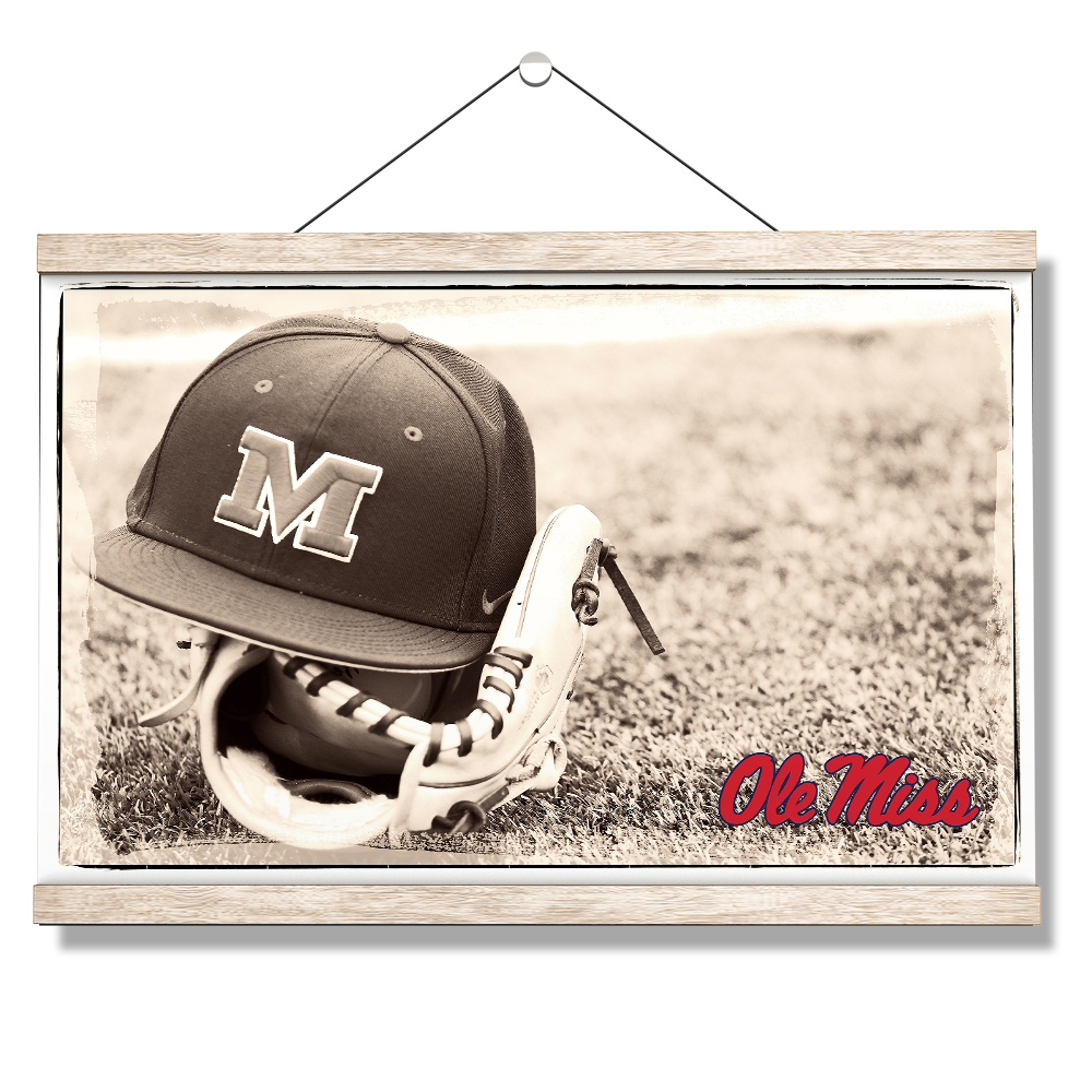 Ole Miss Rebels - Ole Miss Vintage Baseball - College Wall Art #Hanging Canvas