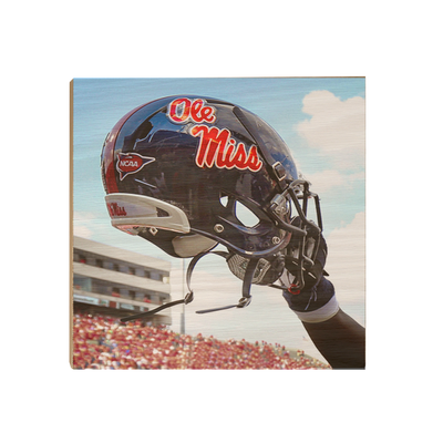 Ole Miss Rebels - Ole Miss Helmet Held High - College Wall Art #Wood