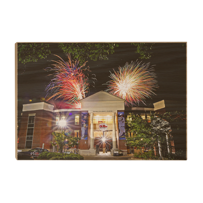 Ole Miss Rebels - Oxford University Stadium Fireworks - College Wall Art #Wood