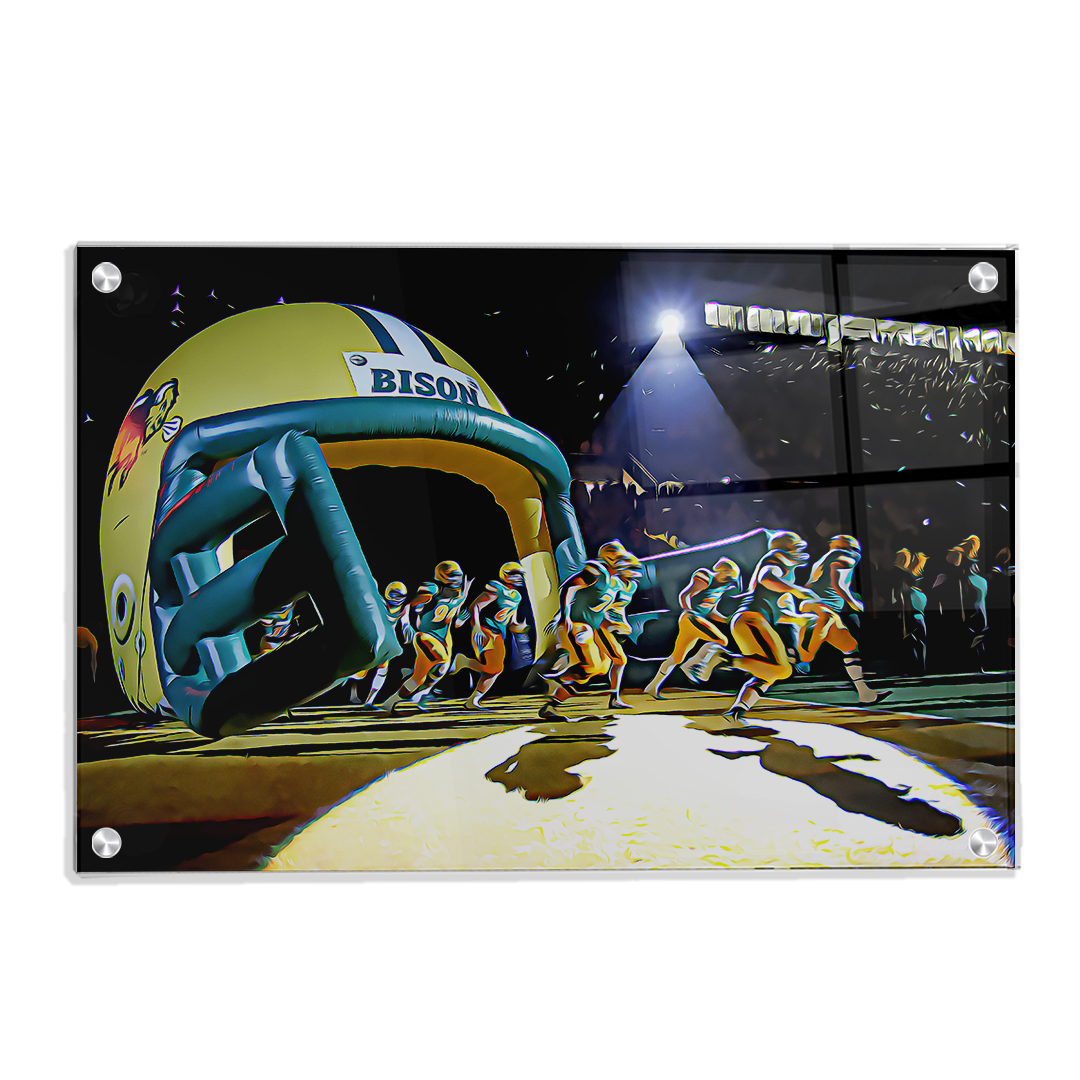 North Dakota State Bisons - Enter Bison Oil Painting - College Wall Art #Canvas