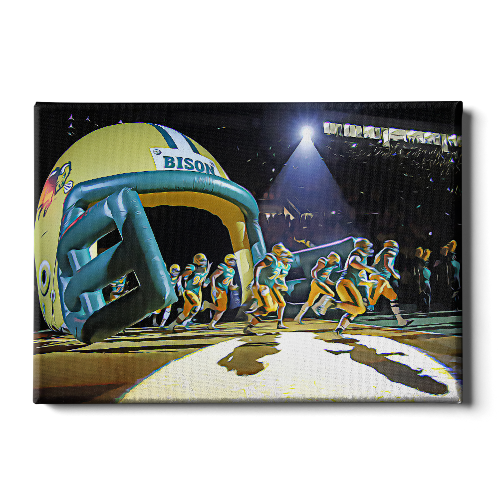 North Dakota State Bisons - Enter Bison Oil Painting - College Wall Art #Canvas