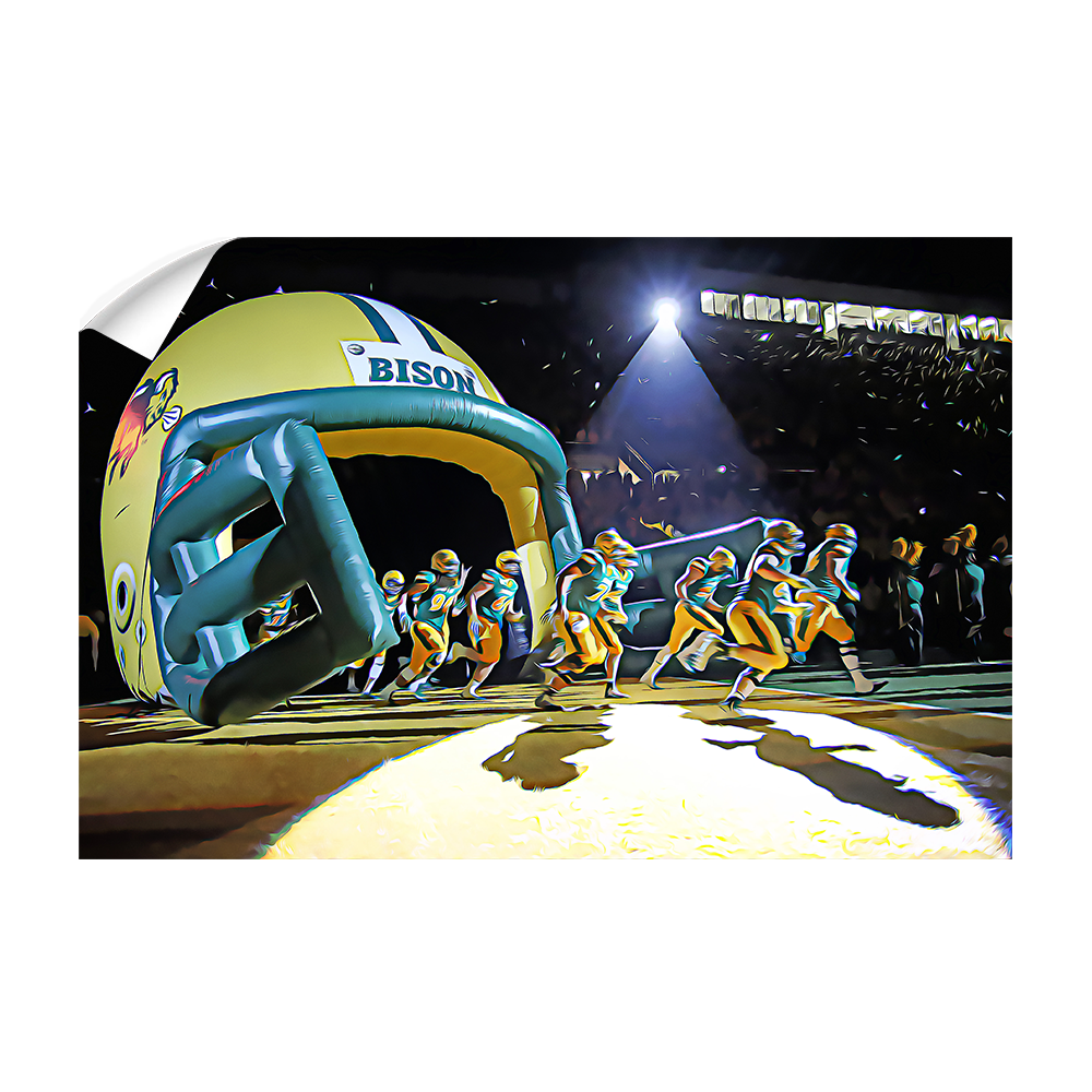 North Dakota State Bisons - Enter Bison Oil Painting - College Wall Art #Canvas