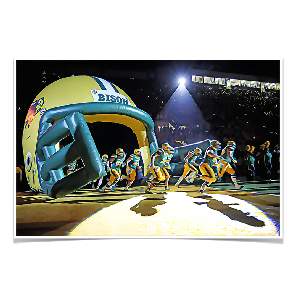 North Dakota State Bisons - Enter Bison Oil Painting - College Wall Art #Canvas