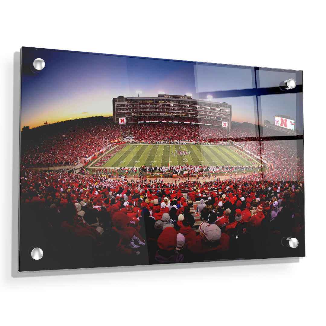 Nebraska - Birds Eye View of Memorial - College Wall Art #Canvas
