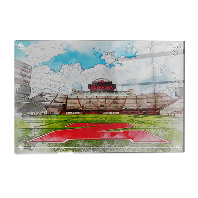 Nebraska Cornhuskers - Nebraska From the 50 Watercolor - College Wall Art #Acrylic