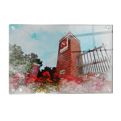 Nebraska Cornhuskers - Nebraska Gateway Watercolor - College Wall Art #Acrylic