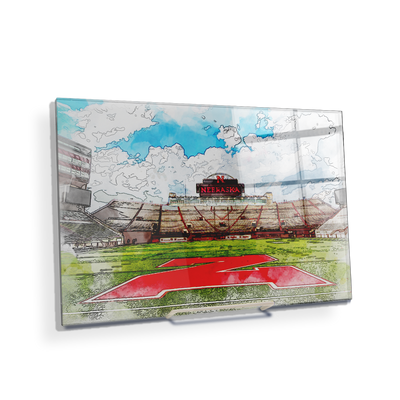 Nebraska Cornhuskers - Nebraska From the 50 Watercolor - College Wall Art #Acrylic Mini