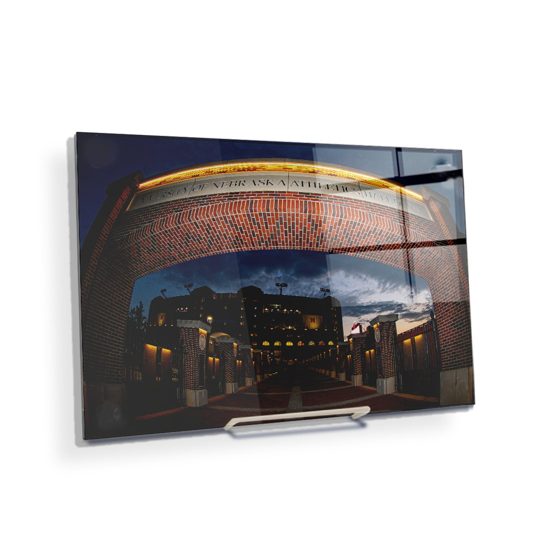 Nebraska Cornhuskers - Sunset through the Hall of Fame - College Wall Art #Canvas