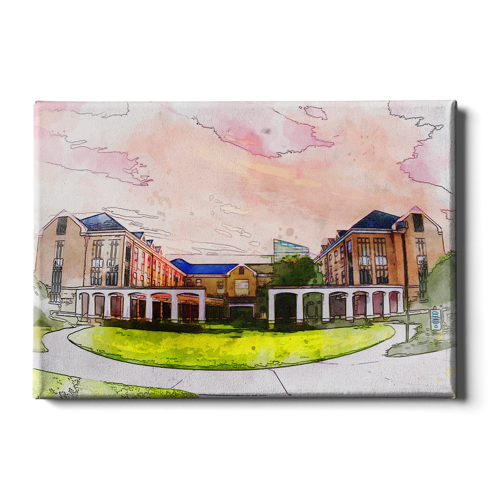 Nebraska Cornhuskers - Kaufman Education Residential Center Watercolor - College Wall Art #Canvas