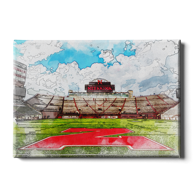 Nebraska Cornhuskers - Nebraska From the  50 Watercolor - College Wall Art #Canvas