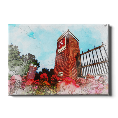 Nebraska Cornhuskers - Nebraska Gateway Watercolor - College Wall Art #Canvas