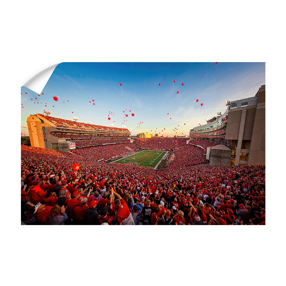 Nebraska - Red Balloons - College Wall Art #Canvas