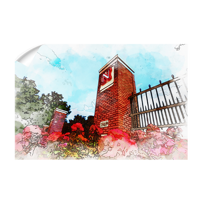 Nebraska Cornhuskers - Nebraska Gateway Watercolor - College Wall Art #Wall Decal