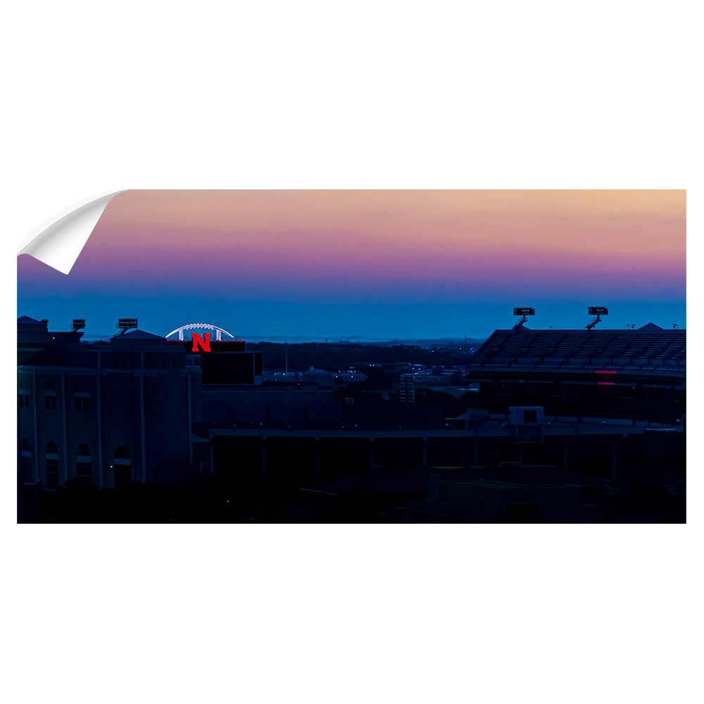 Nebraska Cornhuskers - Sunrise at Memeorial Stadium Panoramic - College Wall Art #Canvas