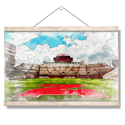 Nebraska Cornhuskers - Nebraska From the 50 Watercolor - College Wall Art #Hanging Canvas