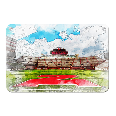 Nebraska Cornhuskers - Nebraska From the 50 Watercolor - College Wall Art #Metal