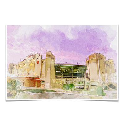 Nebraska Cornhuskers - Memorial Stadium Watercolor - College Wall Art #Poster