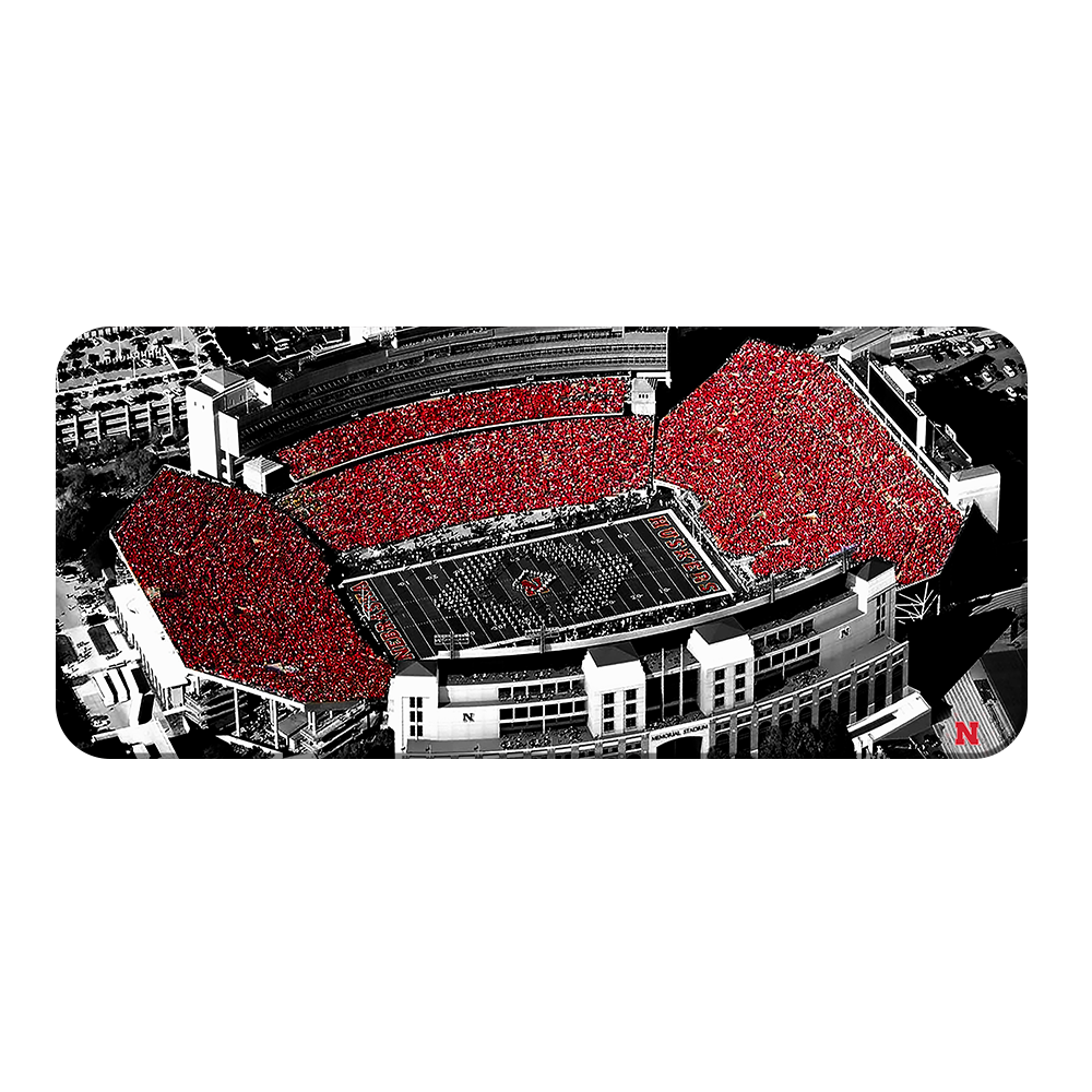 Nebraska Cornhuskers - Memorial Stadium Duotone Panoramic - College Wall Art #Canvas
