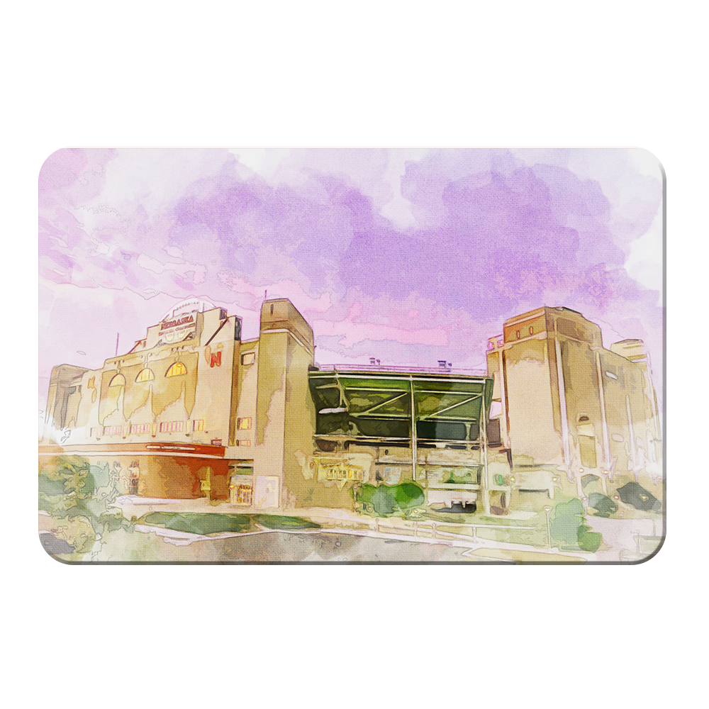 Nebraska Cornhuskers - Memorial Stadium Watercolor - College Wall Art #Canvas