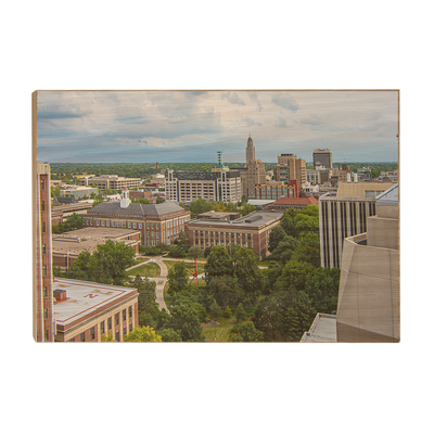 Nebraska Cornhuskers - Campus Aerial - College Wall Art #Wood