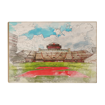 Nebraska Cornhuskers - Nebraska From the 50 Watercolor - College Wall Art #Wood