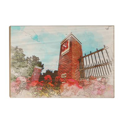Nebraska Cornhuskers - Nebraska Gateway Watercolor - College Wall Art #Wood