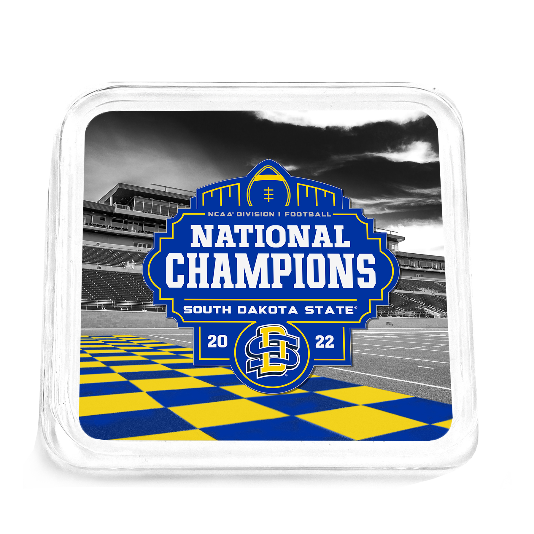 South Dakota State Jackrabbits - SDSU National Champions Checkerboard End Zone Drink Coaster