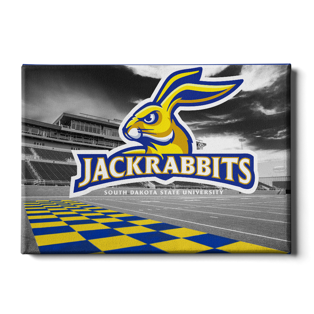 South Dakota State Jackrabbits - Jackrabbits Checkerboard End Zone - College Wall Art #Canvas