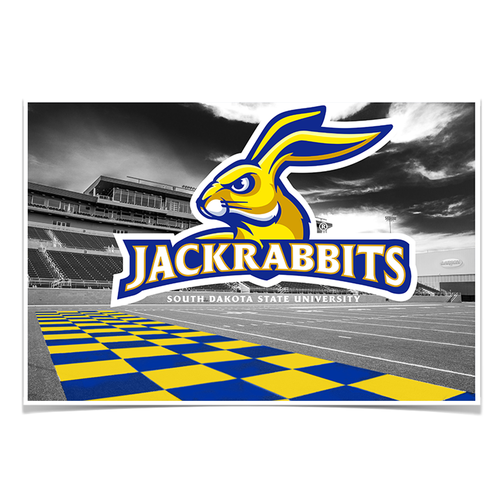 South Dakota State Jackrabbits - Jackrabbits Checkerboard End Zone - College Wall Art #Canvas