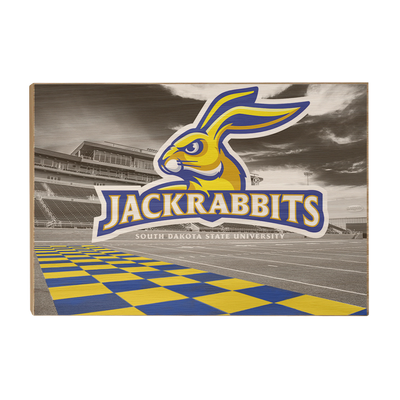 South Dakota State Jackrabbits - Jackrabbits Checkerboard End Zone - College Wall Art #Wood