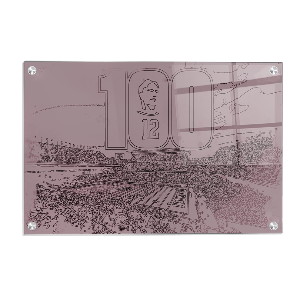 Texas A&M - 12th Man Centenial Sketch - College Wall Art #Canvas