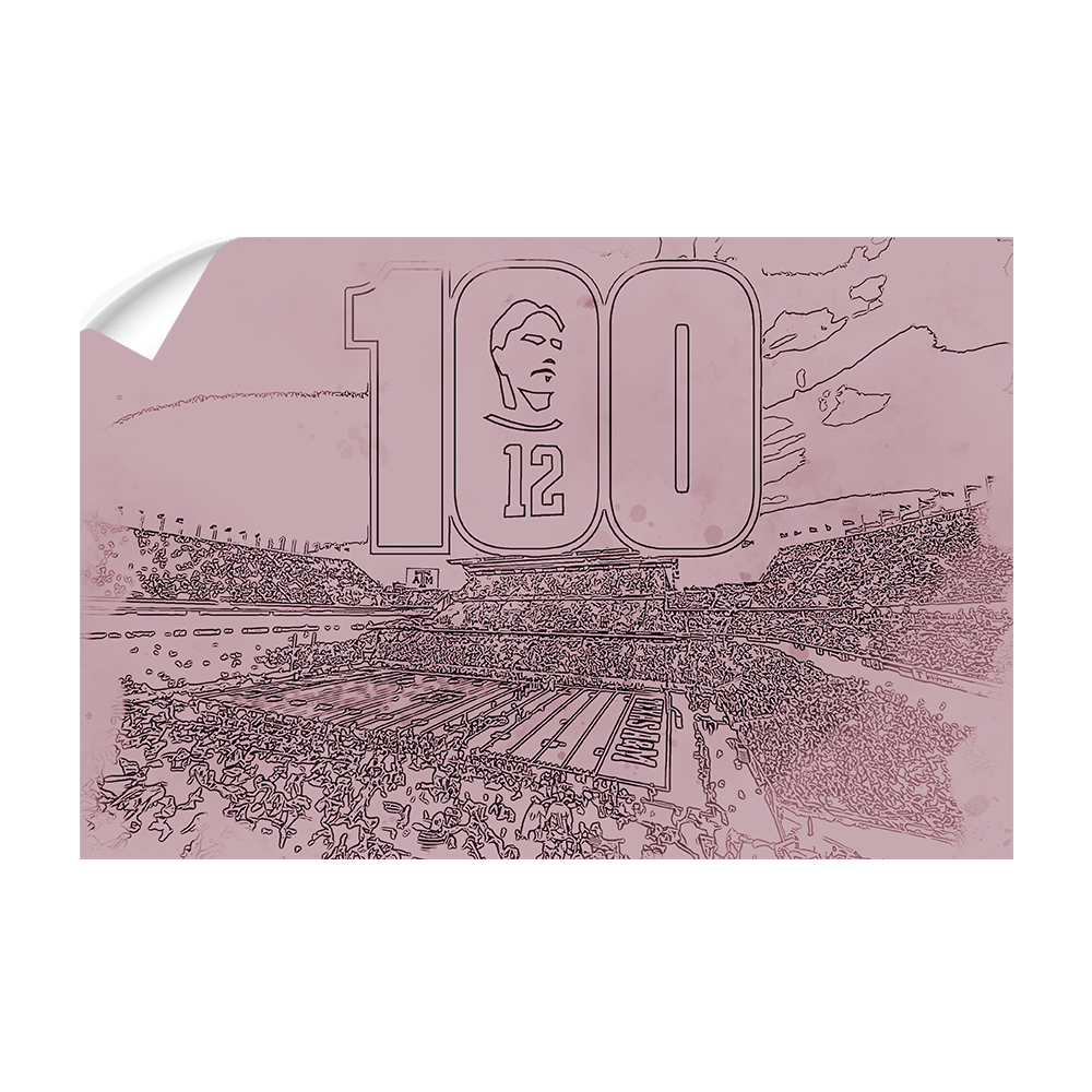 Texas A&M - 12th Man Centenial Sketch - College Wall Art #Canvas