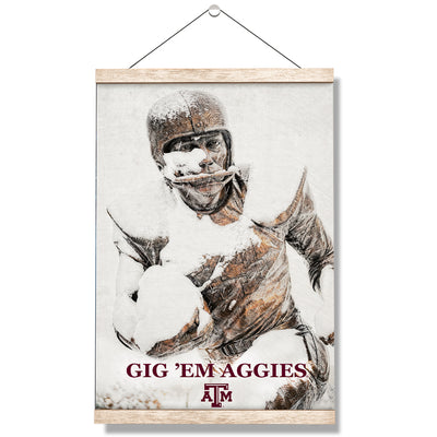 Texas A&M - Football Snow - College Wall Art #Hanging Canvas