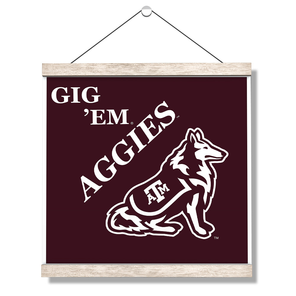 Texas A&M - GIG 'EM Aggies Reveille - College Wall Art #Canvas