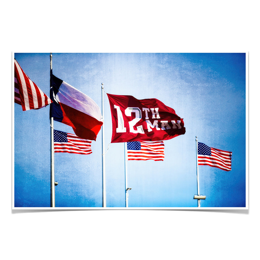 Texas A&M - 12th Man Flags - College Wall Art #Canvas