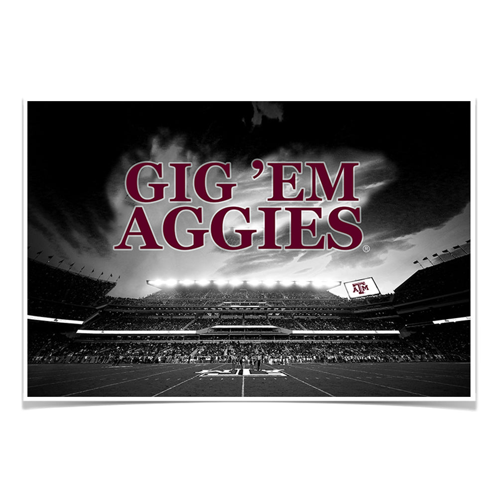Texas A&M - GIG 'EM Aggies Kyle Field - College Wall Art  #Canvas