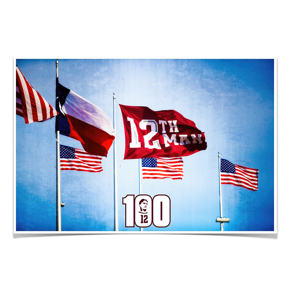 Texas A&M - 12th Man Flag Centenial - College Wall Art #Canvas
