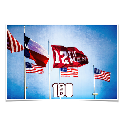 Texas A&M - 12th Man Flag Centenial - College Wall Art #Poster