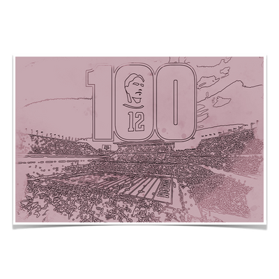 Texas A&M - 12th Man Centenial Sketch - College Wall Art #Poster