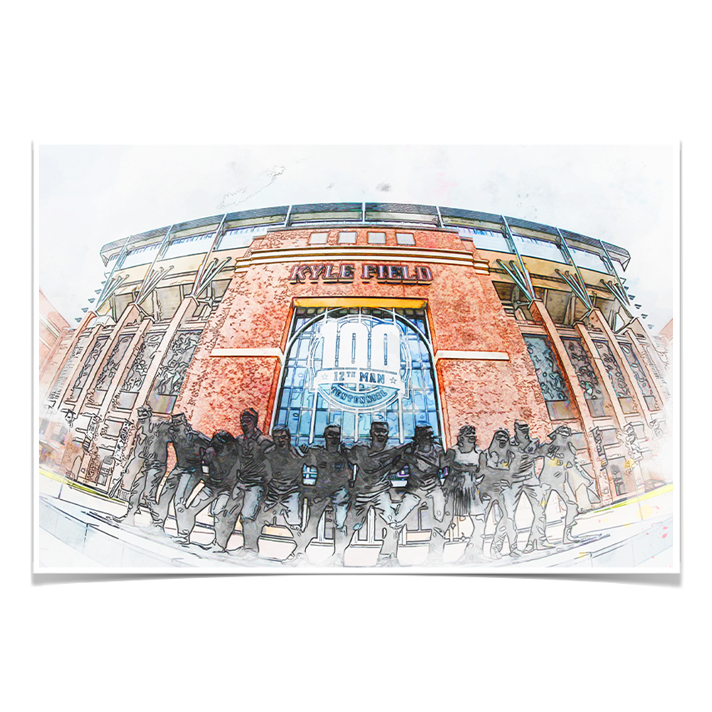 Texas A&M - War Hymm 12th Man Centenial - College Wall Art #Canvas