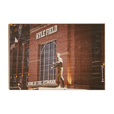 Texas A&M - Kyle Field Home of the 12th Man Winter Storm - College Wall Art #Wood