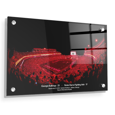 Georgia Bulldogs - Sanford Red Lights Georgia vs. Notre Dame - College Wall Art #Acrylic