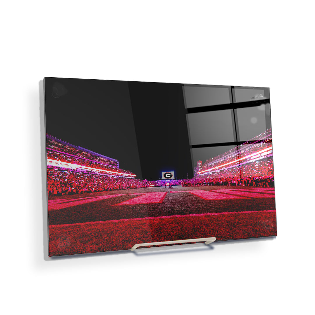 Georgia Bulldogs - Sanford Red Lights End Zone - College Wall Art #Canvas