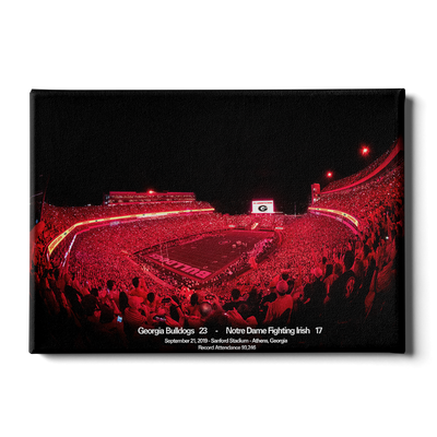 Georgia Bulldogs - Sanford Red Lights Georgia vs. Notre Dame - College Wall Art #Canvas