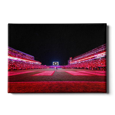 Georgia Bulldogs - Sanford Red Lights End Zone - College Wall Art #Canvas