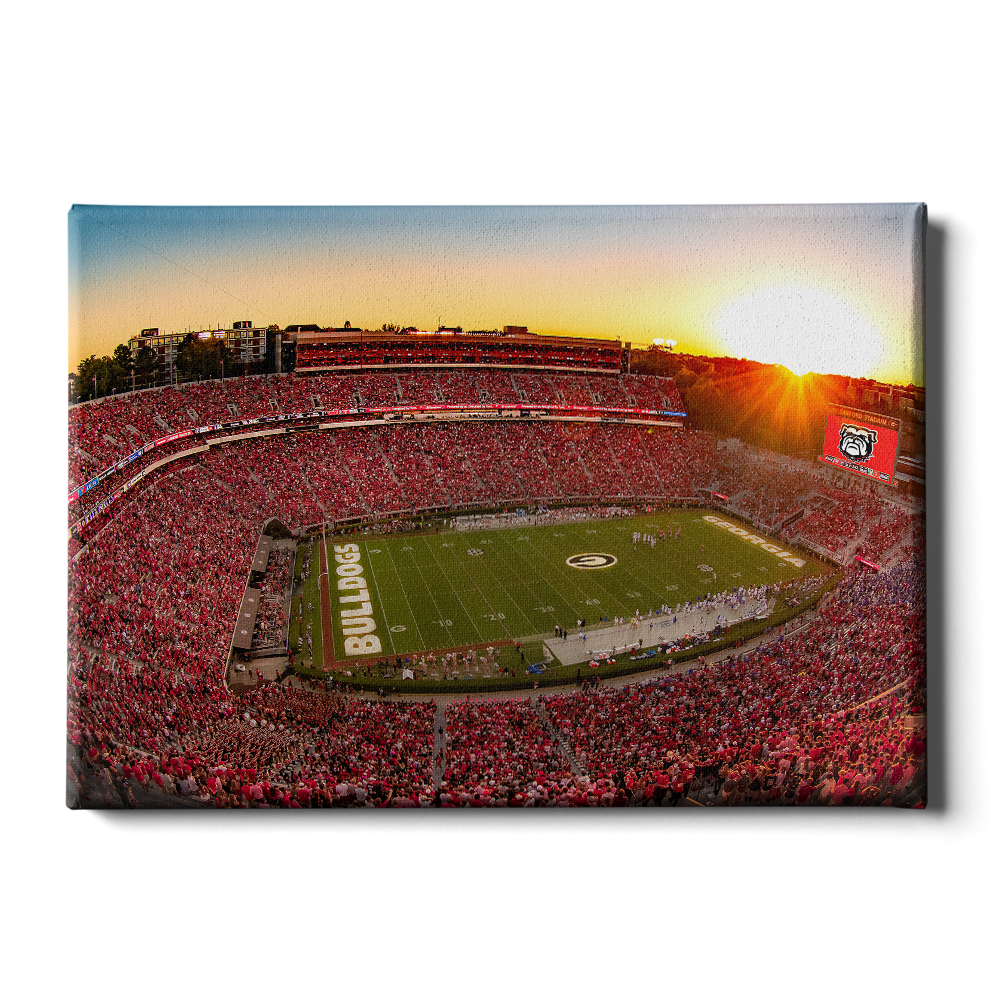 Georgia Bulldogs - Sanford Stadium Sunset - College Wall Art #Canvas