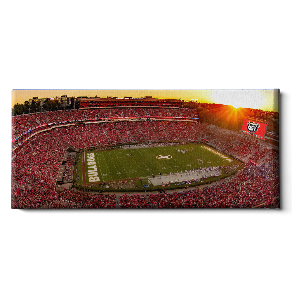 Georgia Bulldogs - Sanford Stadium Sunset Panoramic - College Wall Art #Canvas