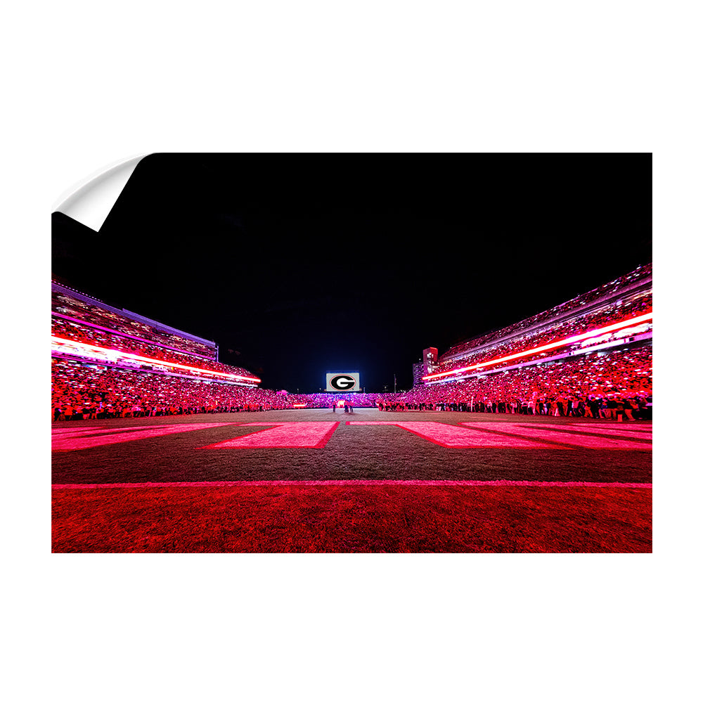 Georgia Bulldogs - Sanford Red Lights End Zone - College Wall Art #Canvas