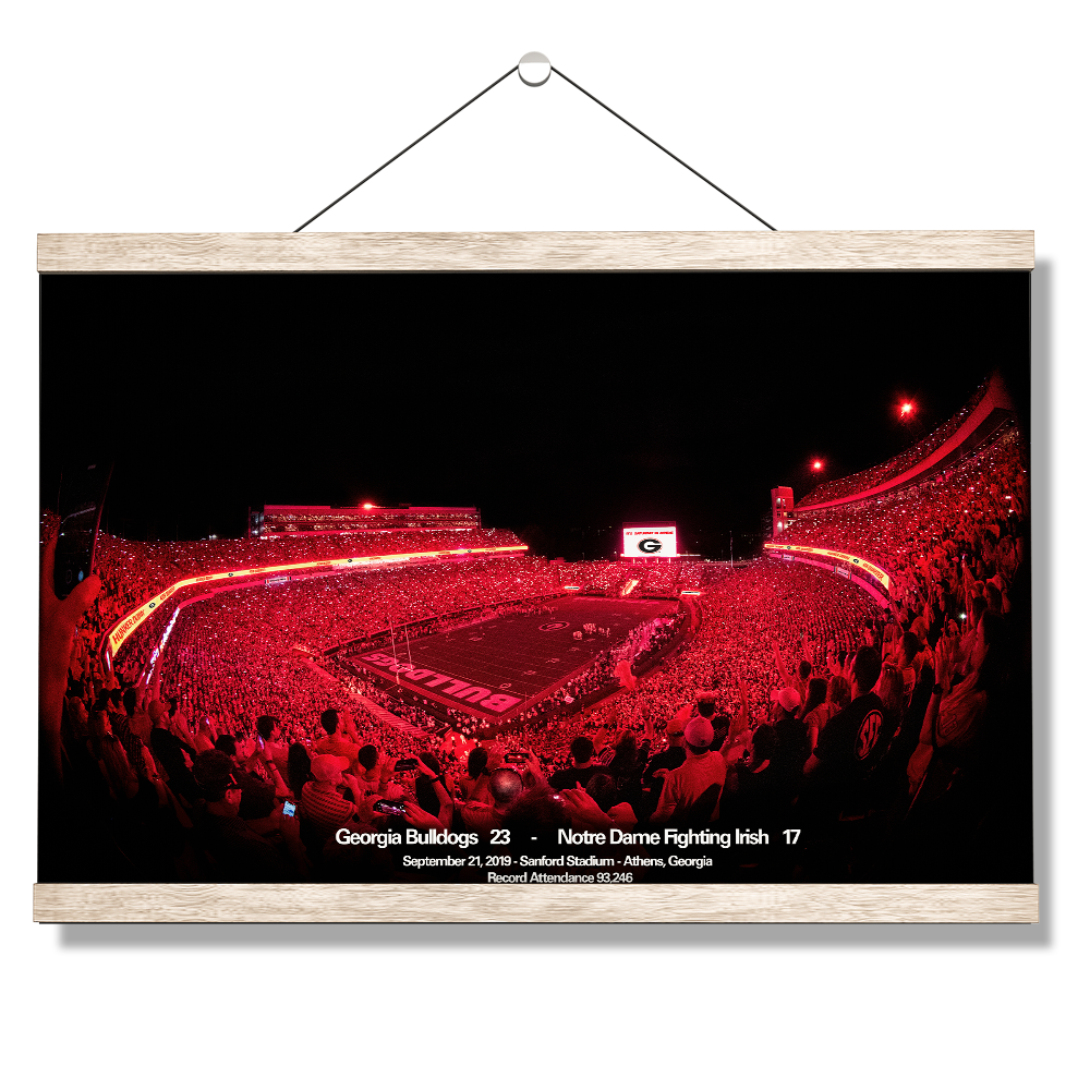 Georgia Bulldogs - Sanford Red Lights Georgia vs. Notre Dame - College Wall Art #Canvas